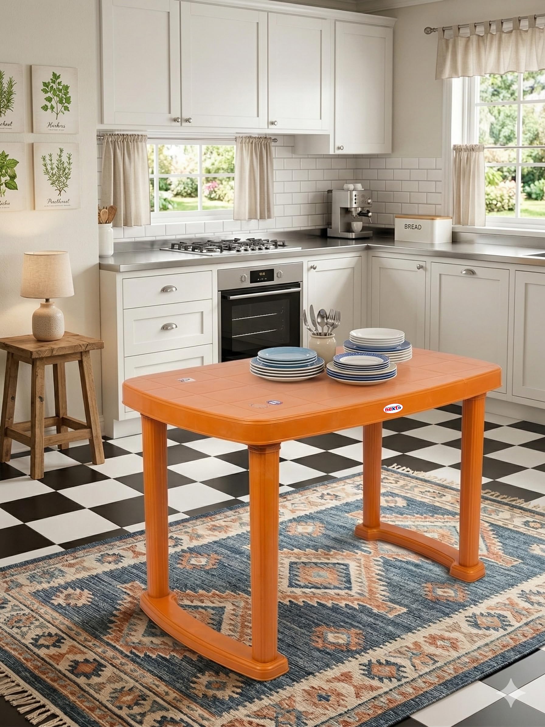 Next NPPL Flora Plastic Dining Table 4 Seater Rectangular – Orange