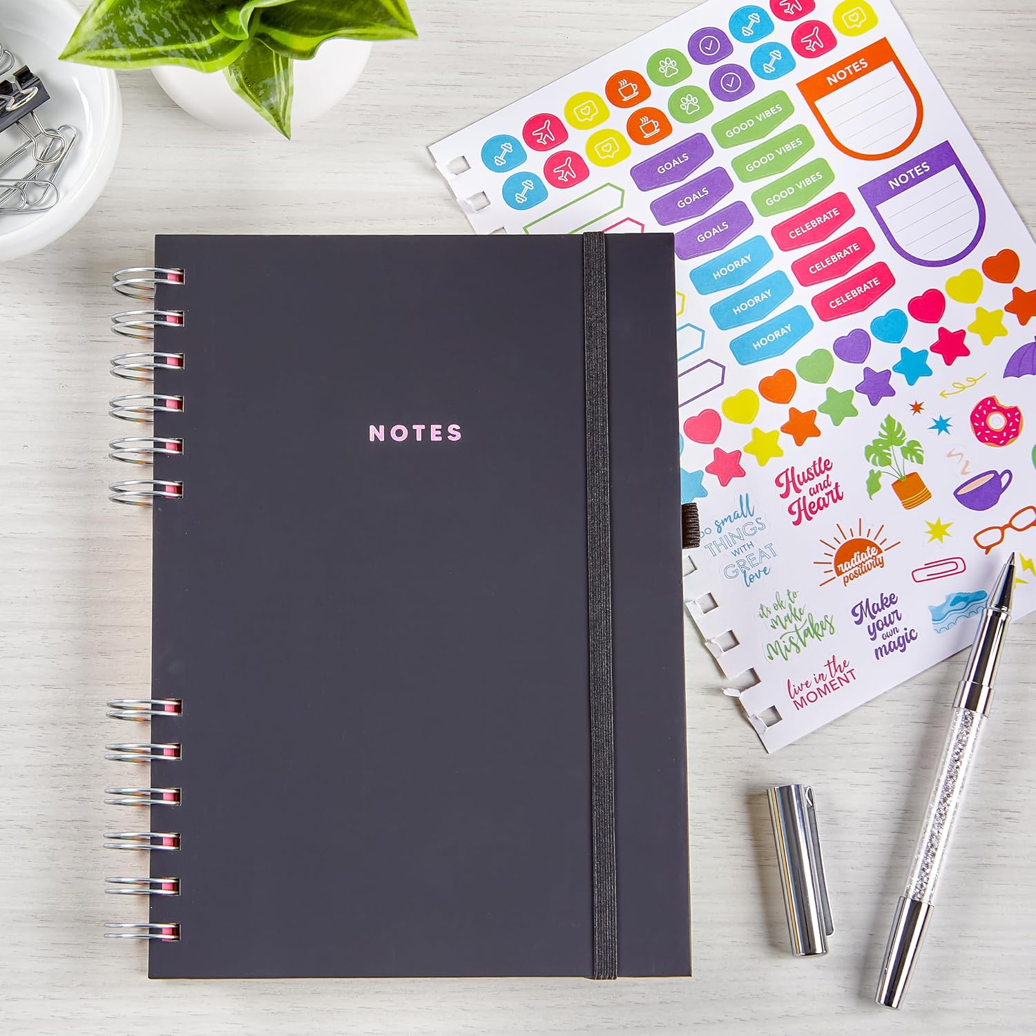 Astrobrights Twin Wire Journal, Hardcover, Black Matte, 6.5" x 8.5", Bright Colored Pages, 90 Sheets/180 Ruled Pages (92089) image 3