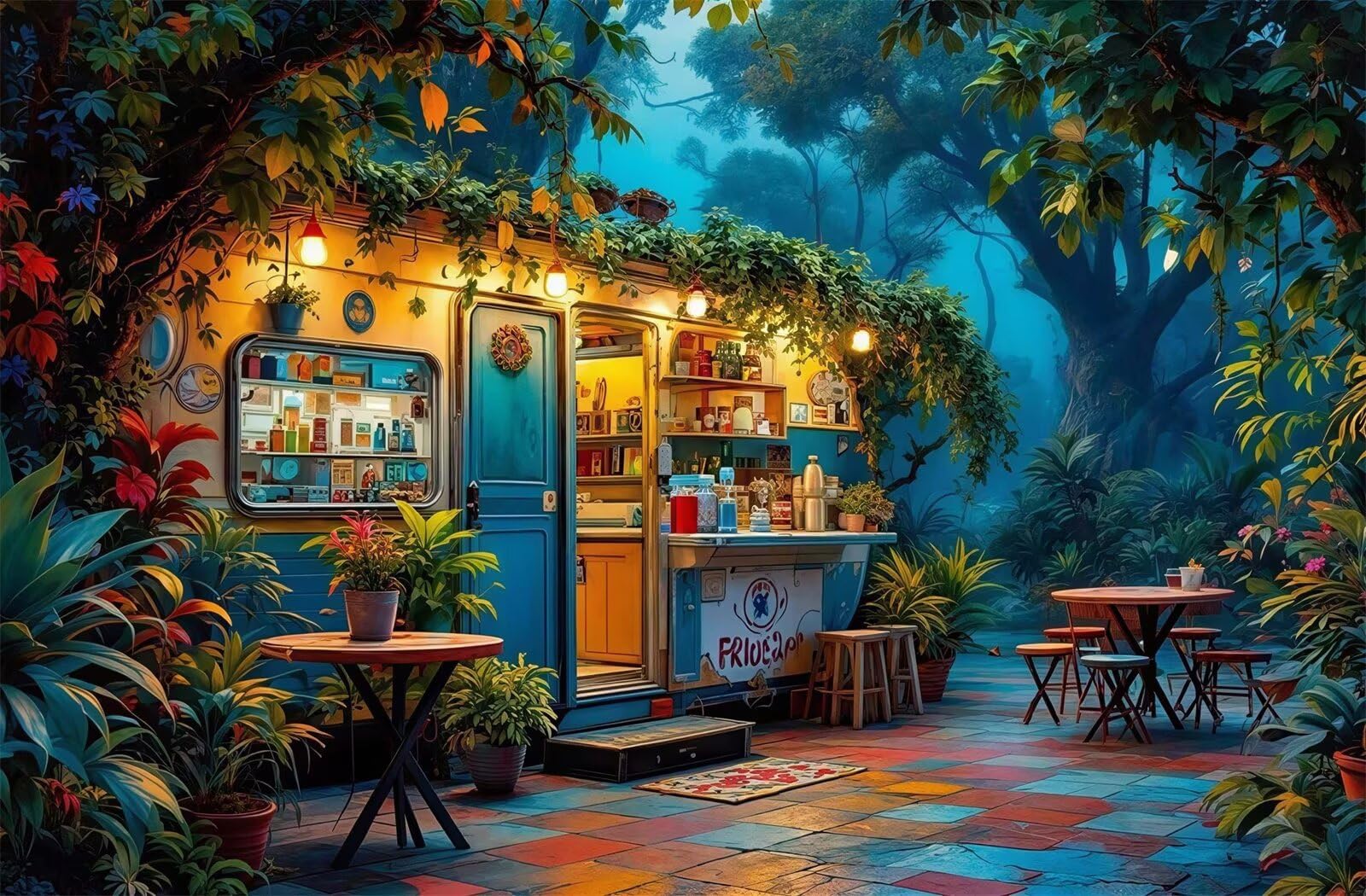 Puzzle 4000 Piezas Adultos Bar Tropical Bus, Rompecabezas Adultos Dificil 141x87cm, Estimula la Concentración y Antiestrés, Juego de Habilidad para Toda la Familia