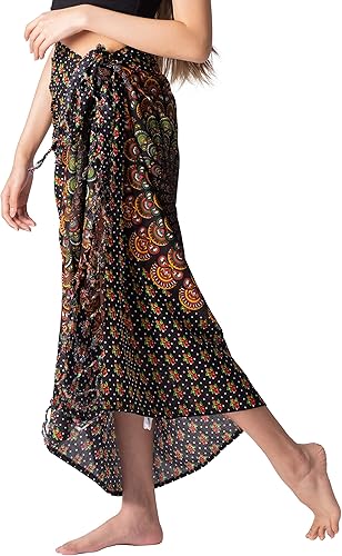 Miniatura 3 de B BANGKOK PANTS Falda bohemia para mujer, pareo, maxi faldas con lazo en la cintura para cubrir la playa