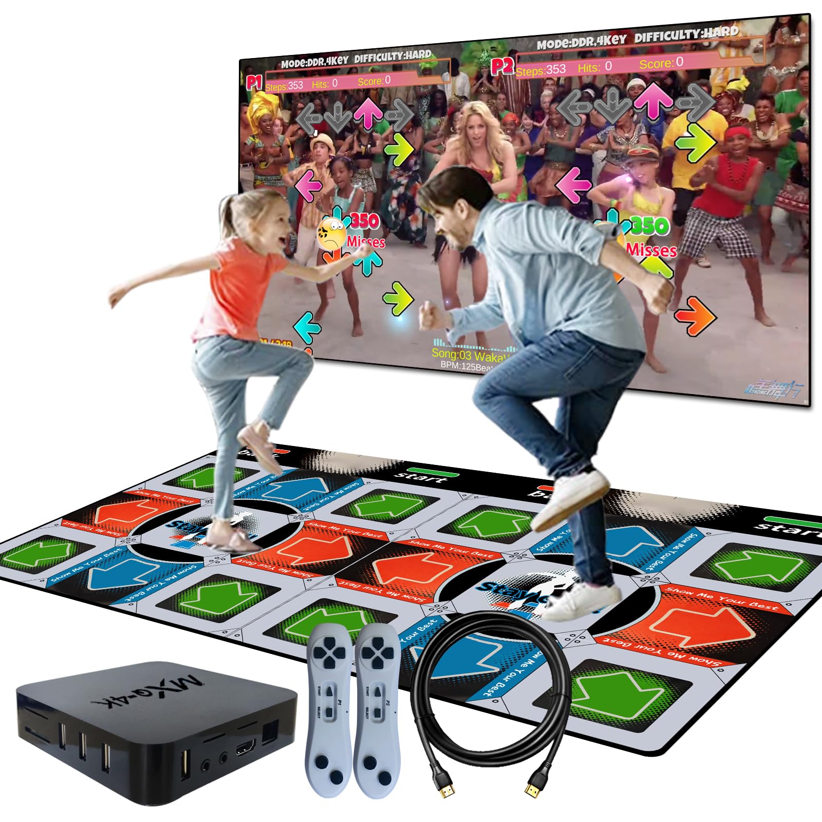 YRPRSODF Esterilla de baile juegos para niños y adultos, alfombra de baile musical de doble usuario, paso para TV, almohadilla de baile para ejercicios y juegos, regalos para niños y niñas mayores de