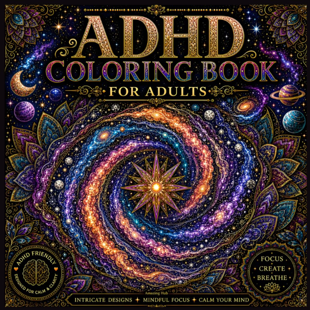 ADHD Coloring Book for Adults: 70 Calming Mandala, Geometric and Flow Patterns for Anxiety Relief, Stress Reduction and Mindful Focus — Therapeutic Art for Overstimulated Minds