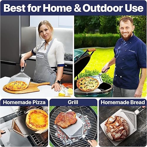 Miniatura 7 de kitchenStar - Kit de fabricación de pizza de 12 pulgadas (juego de 2)  Cuchillo basculante para cortar pizza con cubierta de hoja (12 pulgadas) +