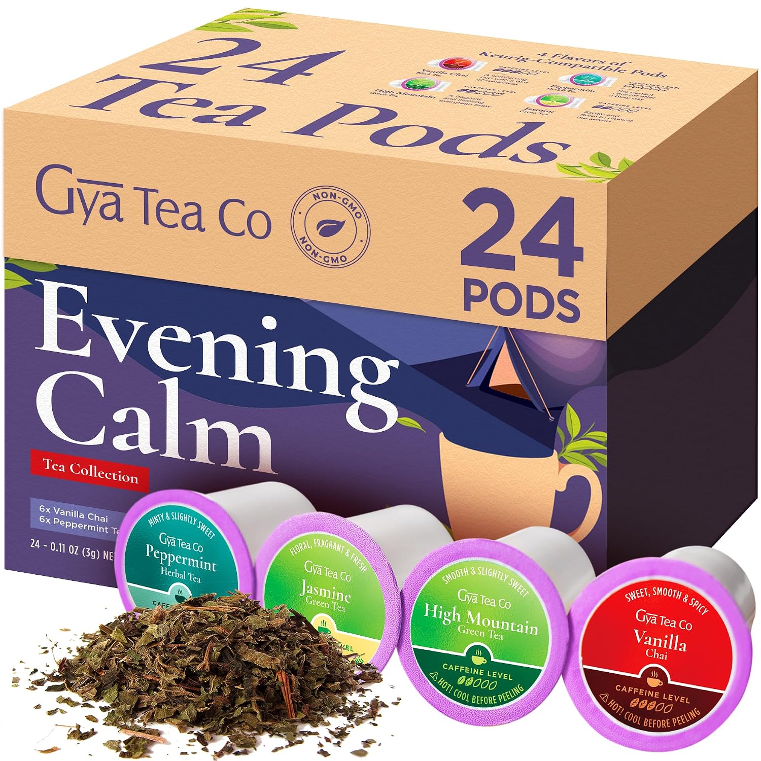 Amazon.com : Gya Tea Co Evening Calm Tea K Cups for Keurig (24 ct ...