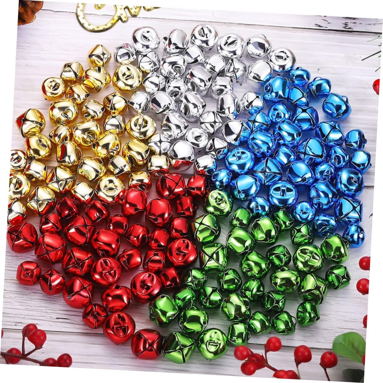 Veemoon 60Pcs Gold-Plated Small Bells for DIY Crafts Festival Decorations Portable Xmas Craft Supplies Wear-Resistant Iron Bells