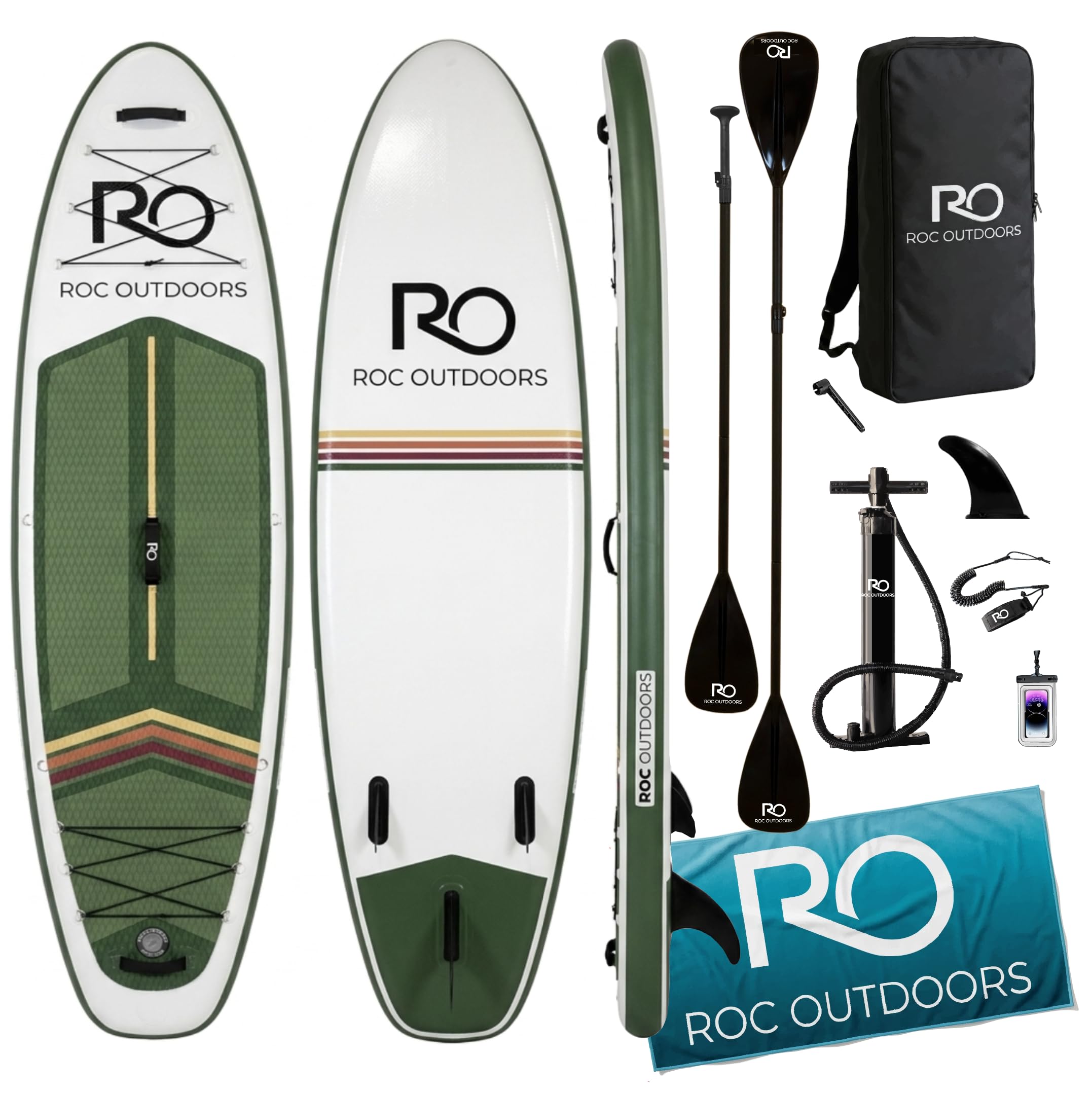 Roc Inflatable Stand Up Paddle Board 10' 6" with Premium SUP Paddle Board Accessories, Wide Stable Design, Non-Slip Comfort Deck for Youth &amp; Adults