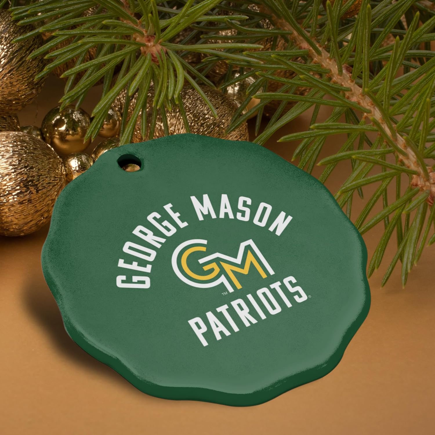 GRAPHICS & MORE George Mason University Patriots Logo Porcelain Scalloped Holiday Christmas Tree Ornament - 2.8" (7.1 cm) - Image 4