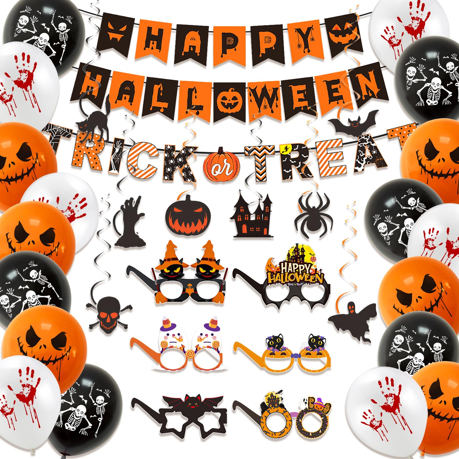 Halloween Decorations Indoor Set, Happy Halloween Trick or Treat Banner Set