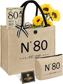 Geschenke Zum 80 Geburtstag Frau - N ° 80 Jute Tote Tasche, Kosmetiktasche