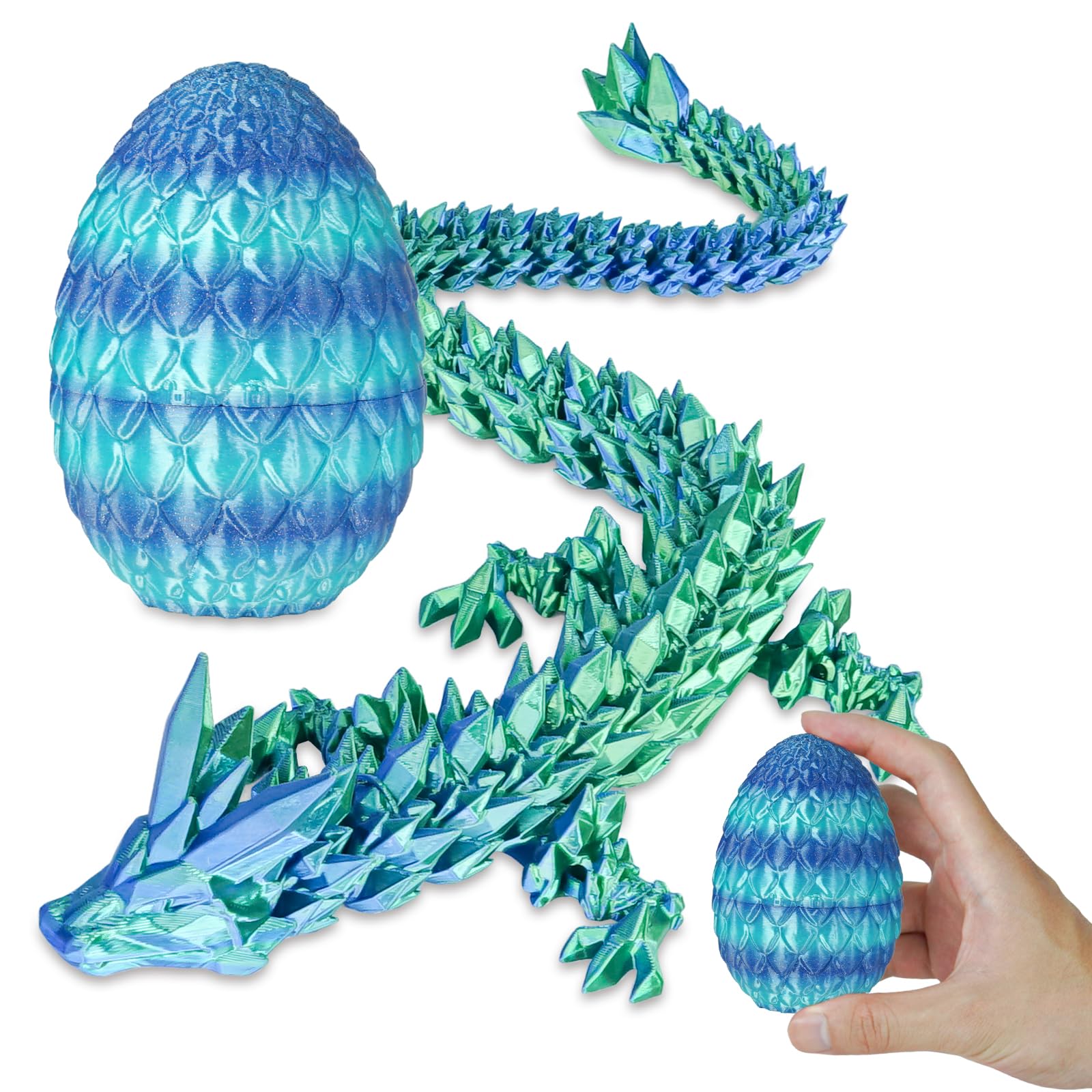 Überraschungs-Drachenei mit Drache im Inneren Geschenke für Kinder und Erwachsene 3D-gedrucktes Fidget-Spielzeug perfekt für Weihnachten Ostern Geburtstage Deko Stressabbau(Meeresblau, Klein)