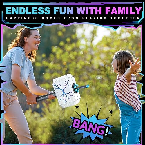 Miniatura 5 de Hammer Dart Blasting Toy para pistolas Nerf con luces, Thor Thunder Mjolnir, juego de disparos, pistola Fortnite para niños, juego de rol de