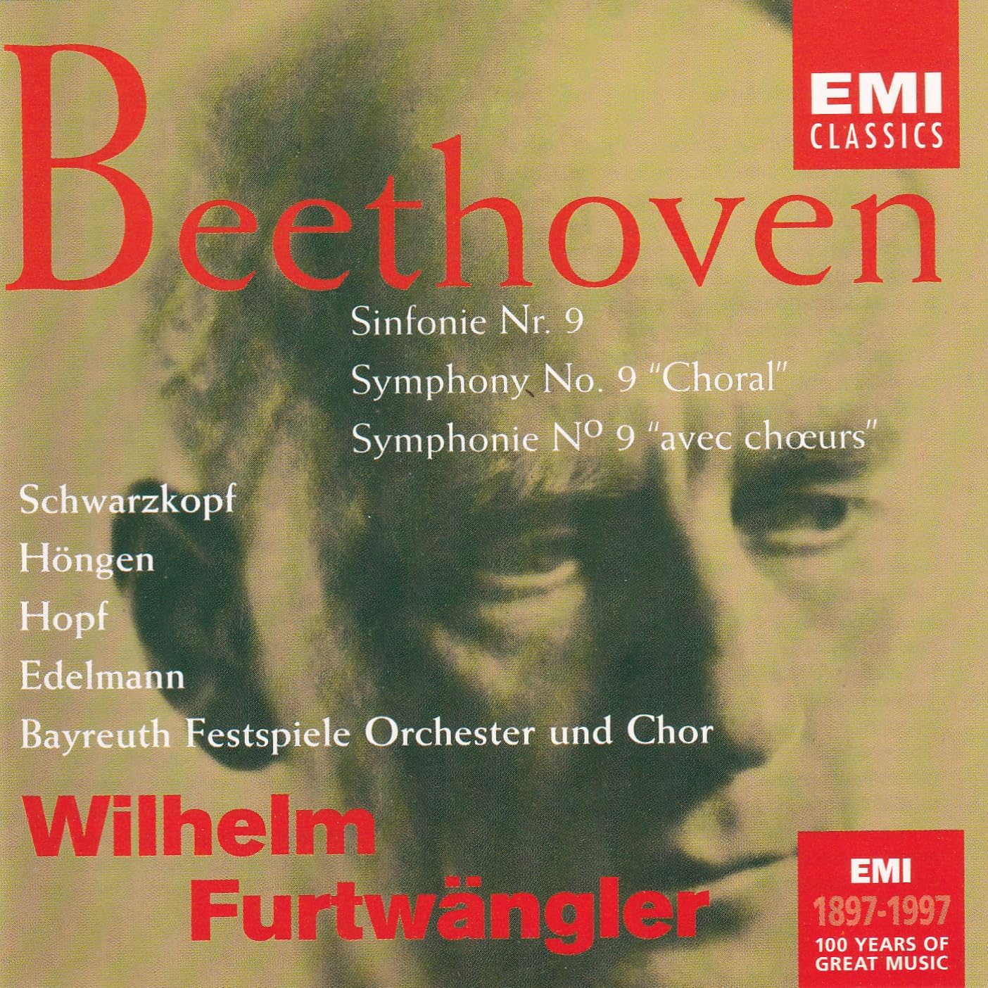 Symphony 9 [Audio CD] Beethoven; Schwarzkopf; Hongen and Furtwangler