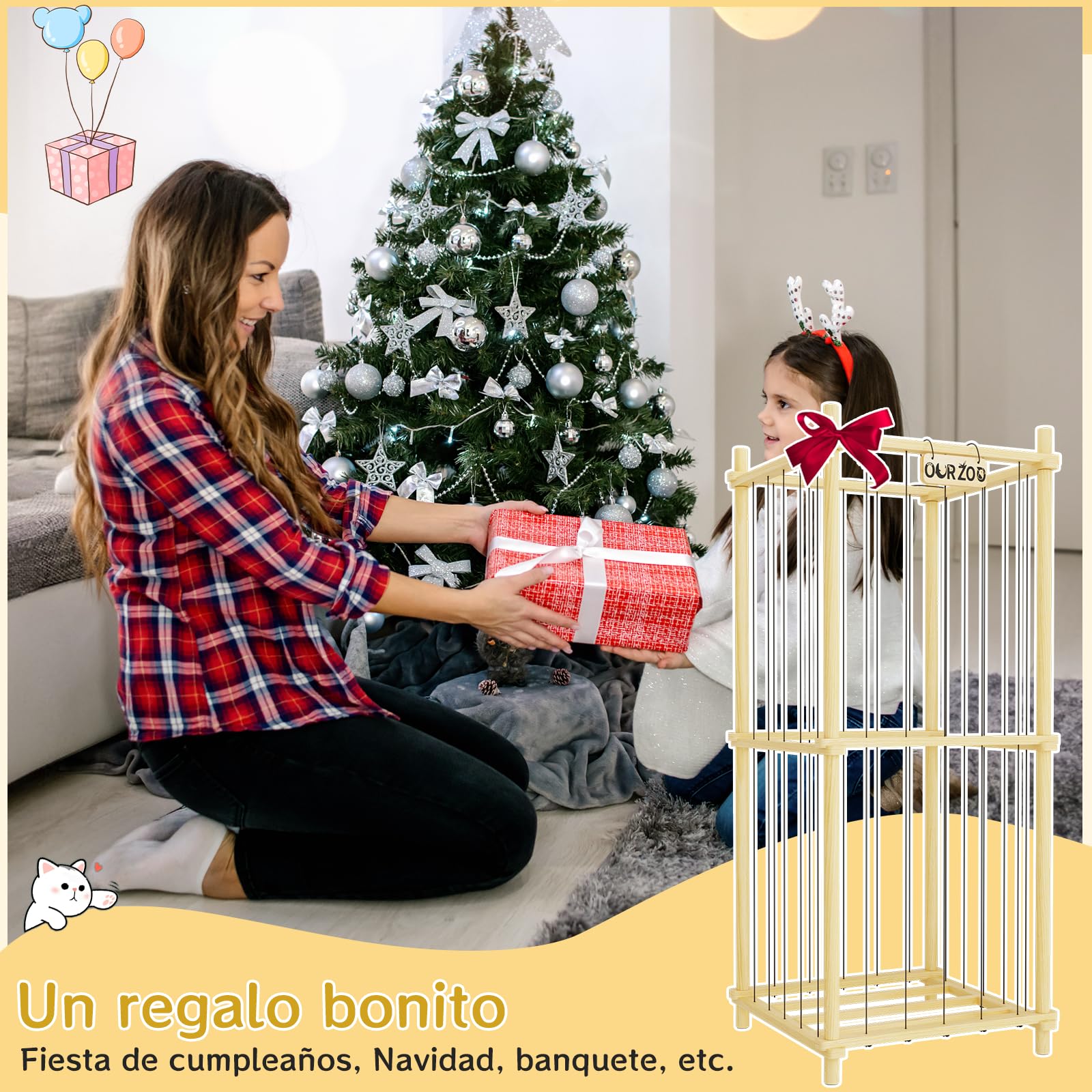 Organizador Peluches Madera, Almacenaje Guardar Juguetes Estanteria Infantil Montessori, Mueble Juguetes Organizador Peluche Animales para Sala de Juegos, Dormitorio, Habitación de Los Niños