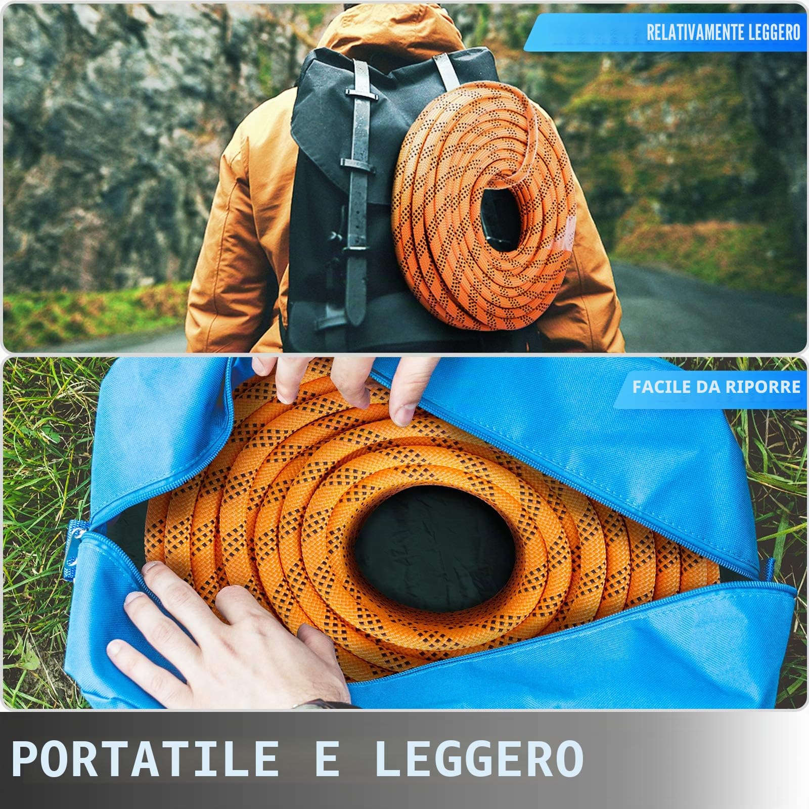VEVOR Corda in poliestere a doppia treccia da 14 mm 61 m di corda in nylon, corda in nylon ad alta resistenza per potatori, giardinieri, marinai e attività quotidiane