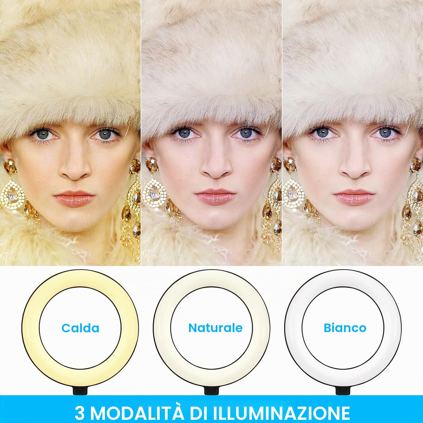 Led Luce Ad Anello Con Supporto Per Telefono,Supporto E Supporto Per Telefono,Scrivania Treppiede Regolabile,Scrivania Con 3 Colori 10 Luminosità Per Selfie (10'' Led Luce Ad Anello)