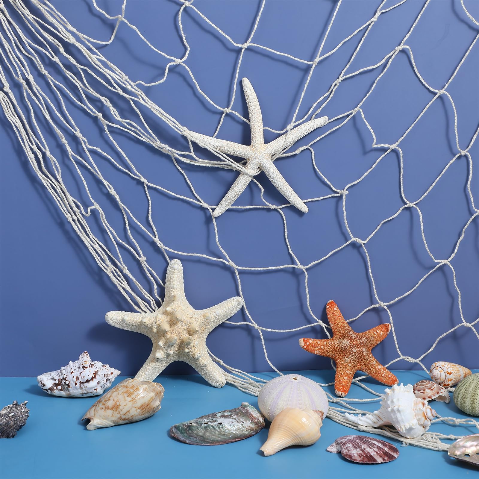 6 Filets De Pêche Décoratifs En Coton - 200x100cm - Décoration Murale Thème Plage, Pirate, Luau