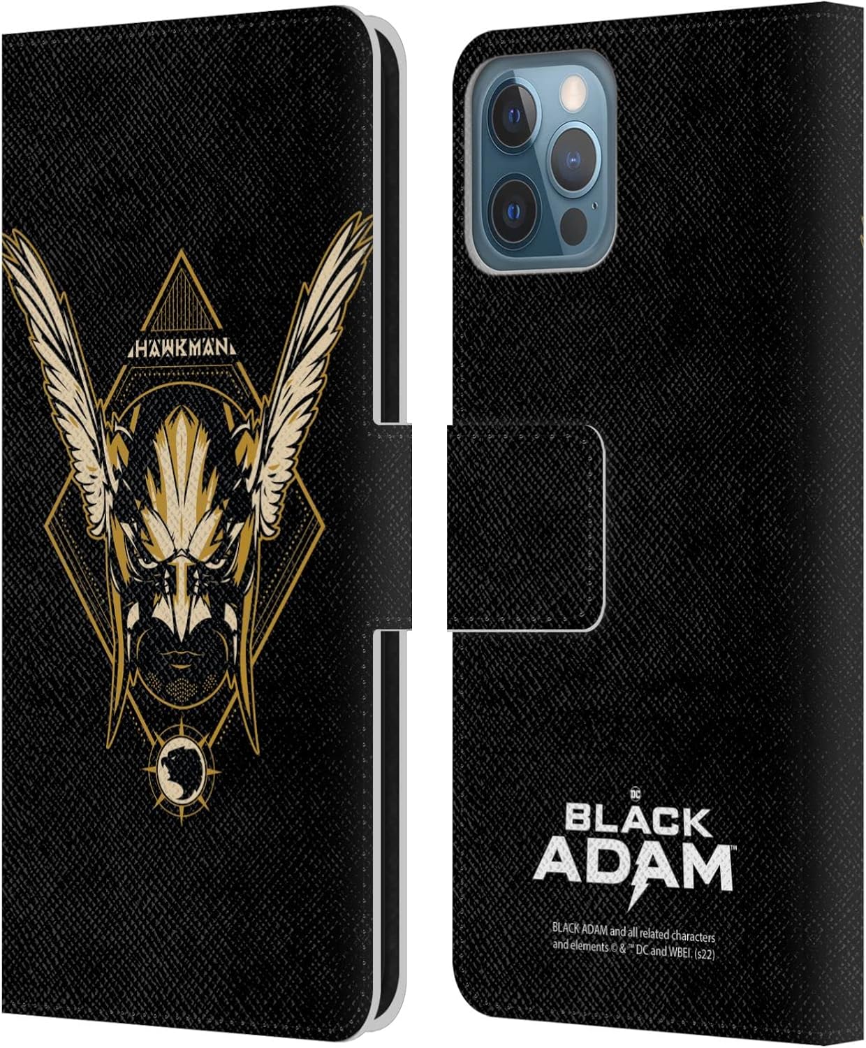 Head Case Designs Officially Licensed Black Adam Hawkman Graphics Leather Wallet Case Compatible with Apple iPhone 12 / iPhone 12 Pro