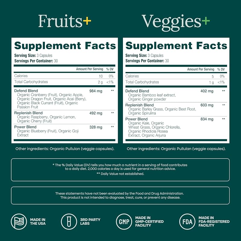 USDA Organic Fruits and Veggies Supplement, 21 Whole Foods, 180 Vegan Ct image 4