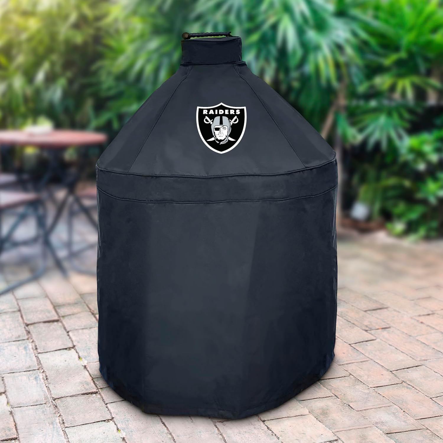 FANMATS 42765 NFL - Las Vegas Raiders - Black KAMADO Style Grill Cover with Primary Logo - 27" x 27" x 40"