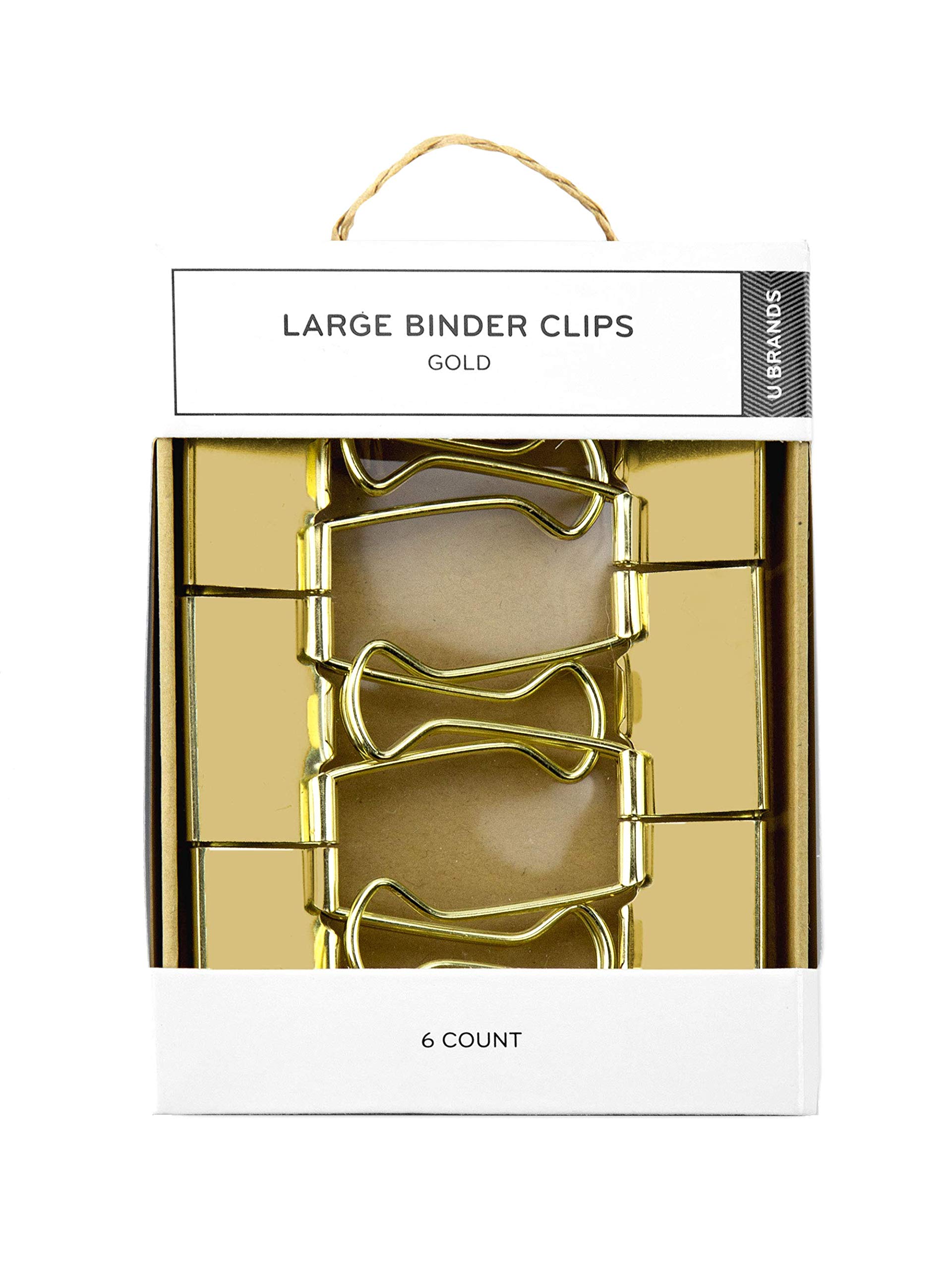 U Brands Binder Clips, Large, Gold, 6-Pack (628A04-24) Large 6