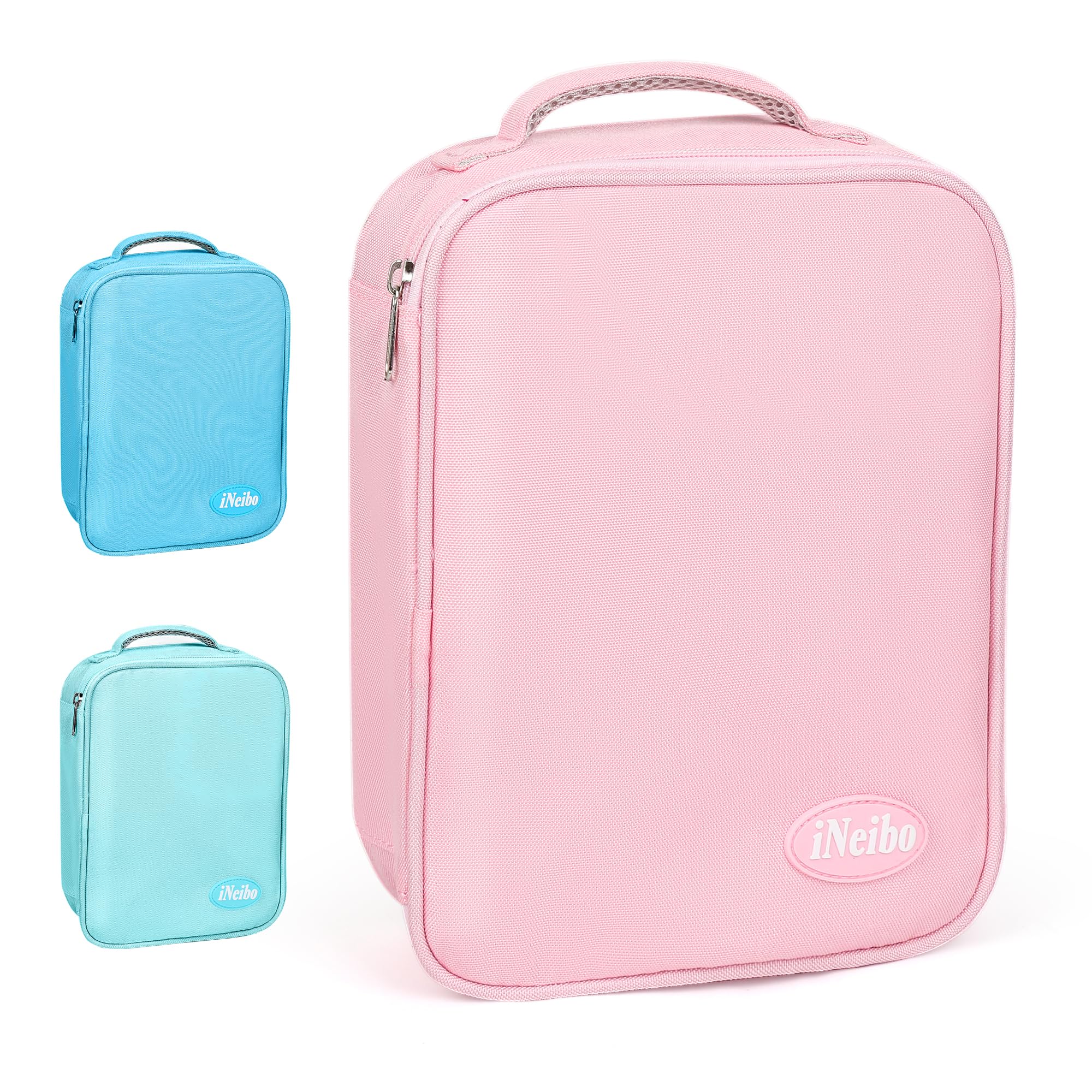 iNeibo Insulated Lunch Box Tote, Oxford Cloth Cool Bag, Water Resistant Thermal Cooler for Kids Adult School Work Picnic Travel - Pink