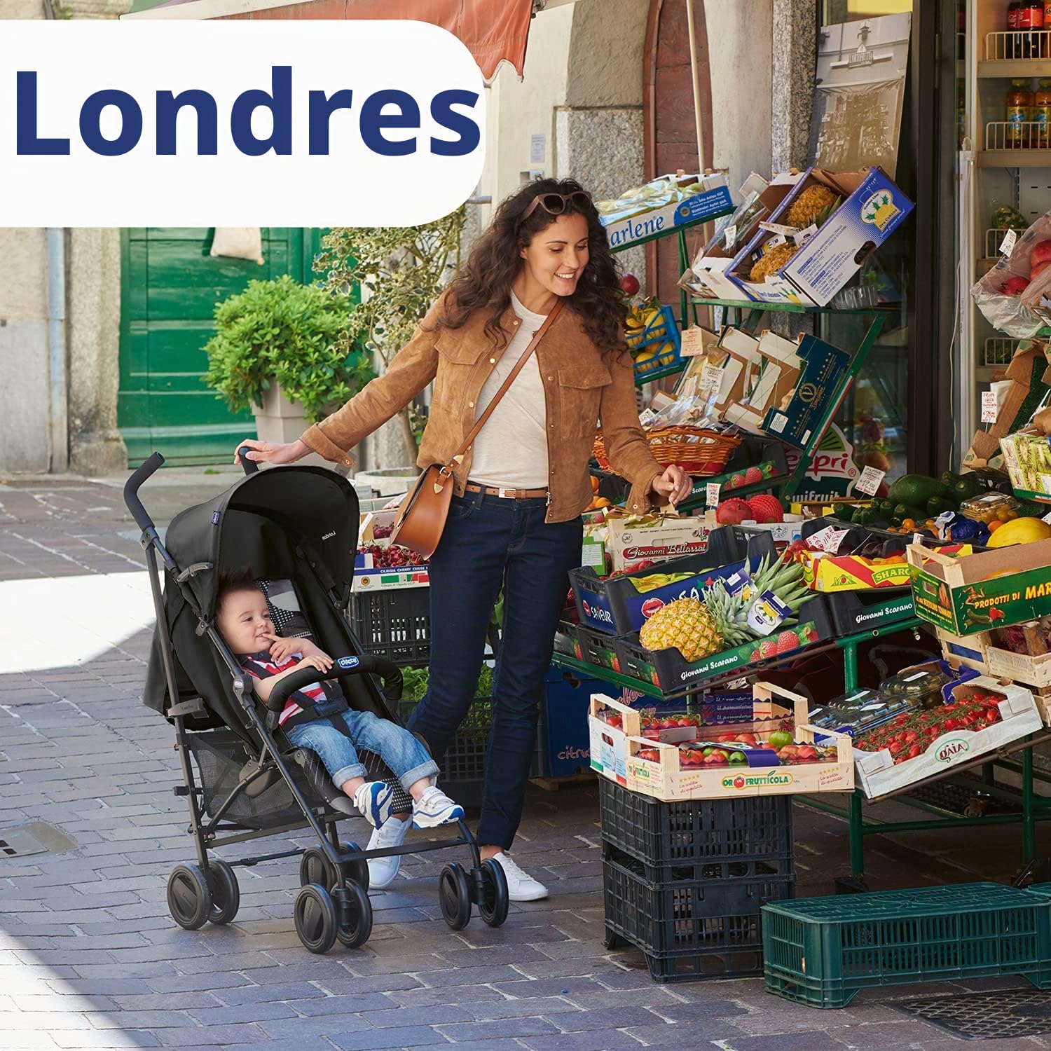 Chicco London Up Poussette Légère et Compacte, Dossier Inclinable avec Arceau de Protection, Pliage Parapluie - de la Naissance à 15 Kg - Matrix - 104 x 46.5 x 83 cm