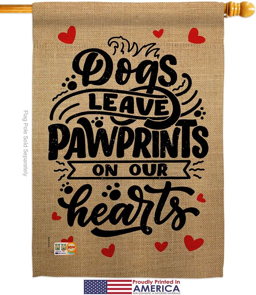 Dogs Leave Pawprints House Flag Animals Dog Puppy Spoiled Paw Canine Fur Pet Nature Farm Animal Creature Small Decorative Gift Yard Banner Made In USA 28 X 40