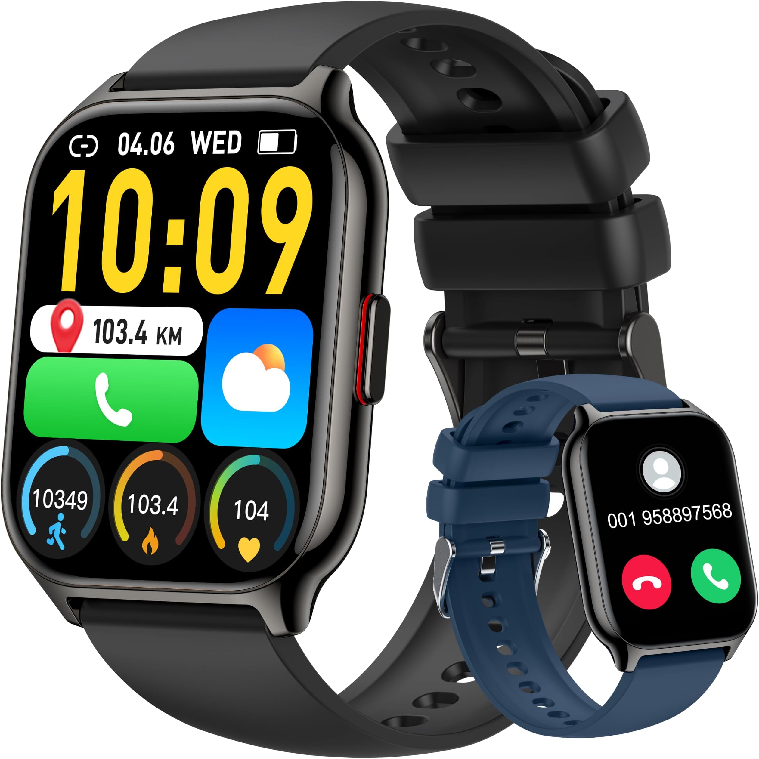 Smart Watch for Men Women Answer/Make Calls, 2.01" Fitness Watch with Blood Pressure Monitor Fitness Tracker 110+Sports Modes Step Counter IP68 Waterproof Smartwatch for Android iOS