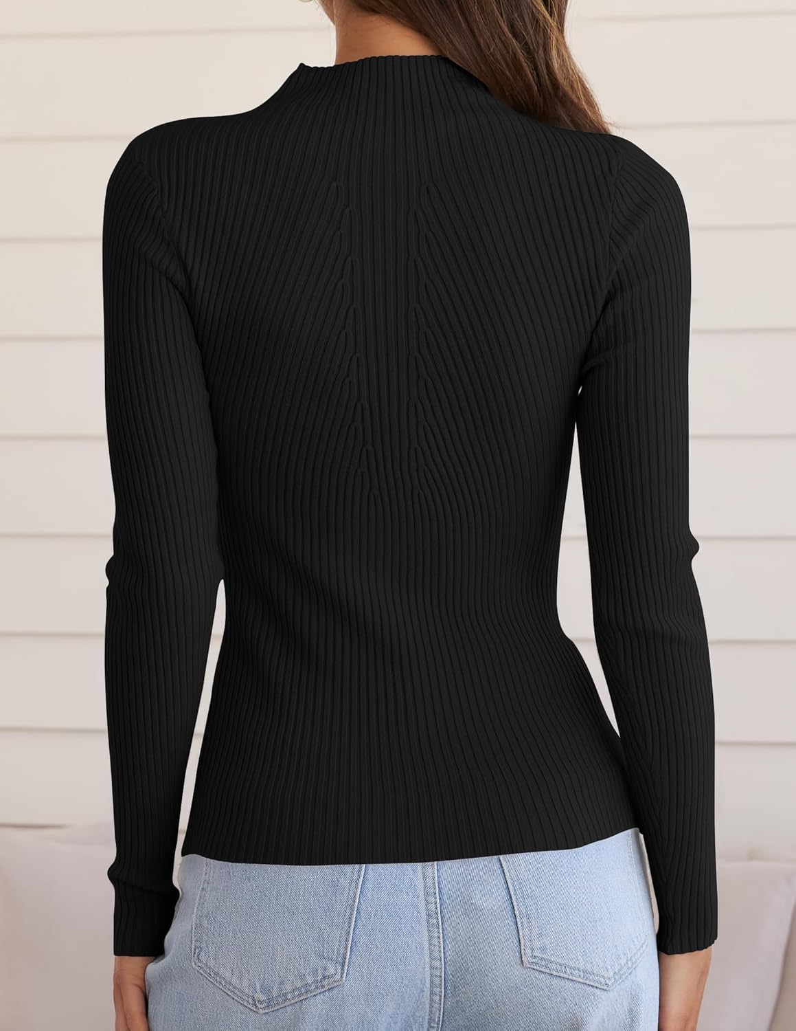 ZESICA Women's 2025 Fall Long Sleeve Turtleneck T Shirt Ribbed Knit Sweater Slim Fit Basic Casual Tee Tops - Image 4