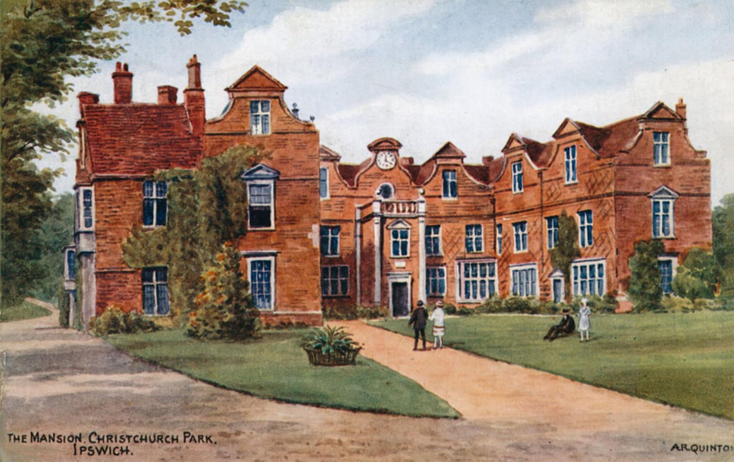 Artxlxxbn No Frame Famous Print Painting Colorful Art Print The Mansion Christchurch Park Ipswich By Alfred Robert Quinton Canvas Art Decorations For Home Decor 60X90cm