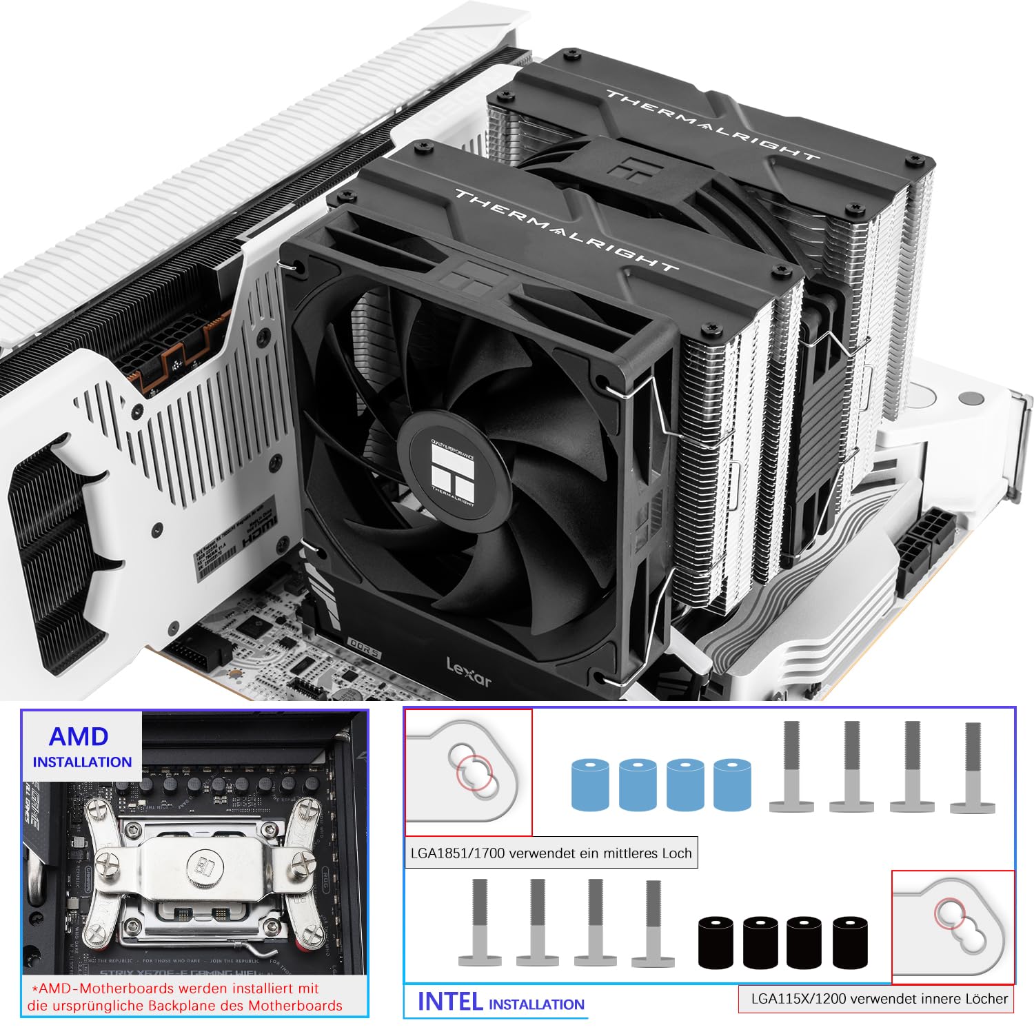 TR-Thermalright Peerless Assassin 140 SE CPU, Dual Tower e ventola con heatpipes da 6 x 6 mm, ventola PWM da 120 mm con 1850 RPM, per AM5/AM4, Intel LGA1851/1700/1150/1151/1200