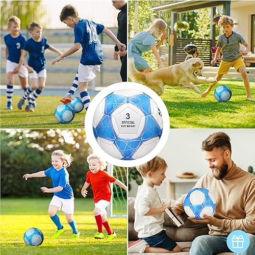 Miniatura 2 de STEEFAN Balón de fútbol verde azuladoazulrosa, tamaño 345 para jugar al aire libre, pelota oficial de fútbol que cambia de color con agujas y bomba