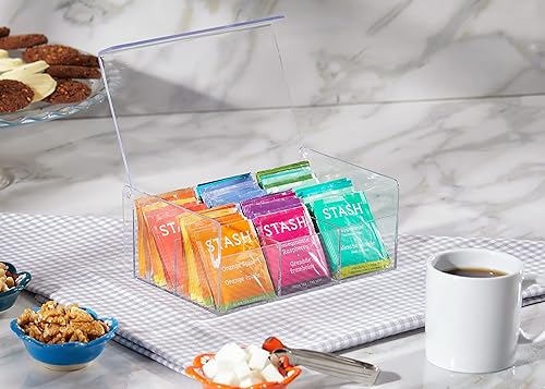 Miniatura 6 de RoyalHouse Organizador de almacenamiento acrílico para bolsitas de té, 6 compartimentos, caja de té de plástico transparente sin BPA con tapa, caja