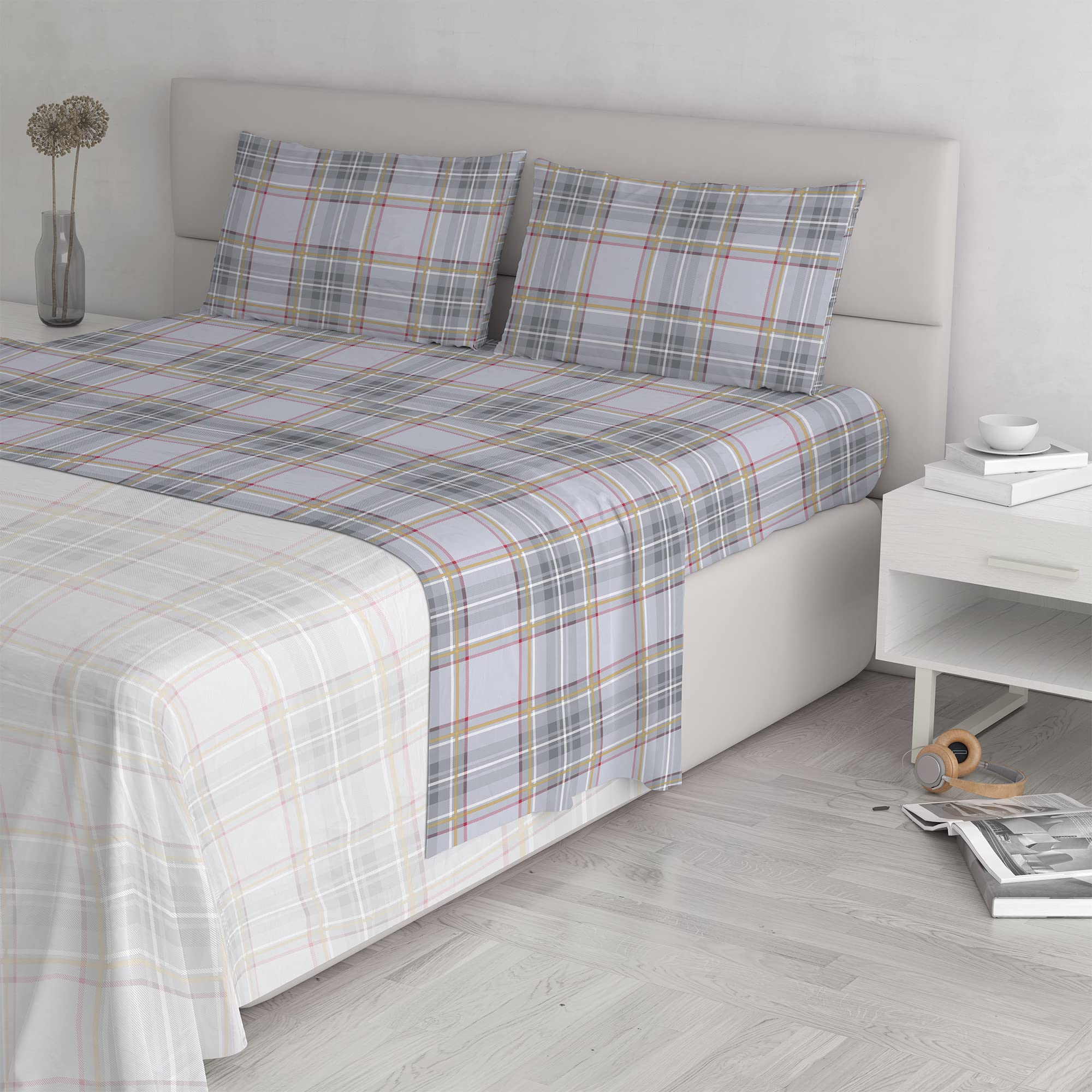 Italian Bed Linen Pełne łóżko Atena Bawełna, EDI CZERWONY/Żółty, Dwuosobowy