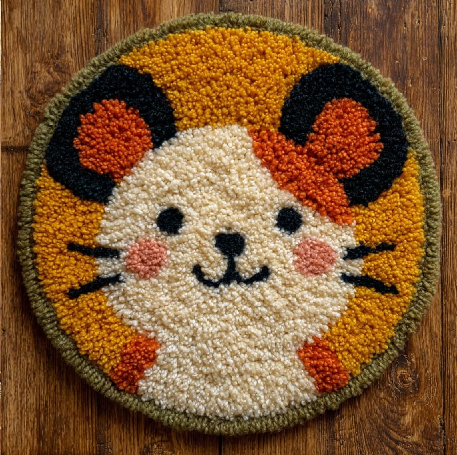 WallustrioaW Beginner Small Size Latch Hook Kits,Cartoon Mouse,Yarn Rug Kits Making,Mat,Craft Kits with Printed Canvas for Starter Kids Adult,50x50cm