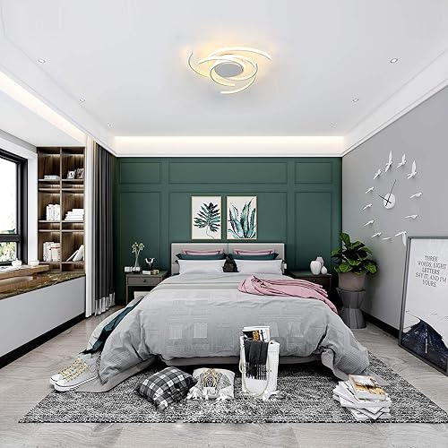 Miniatura 2 de Lámpara de techo LED regulable para sala de estar, moderna lámpara de techo de flores con control remoto, lámpara colgante para comedor, lámpara de