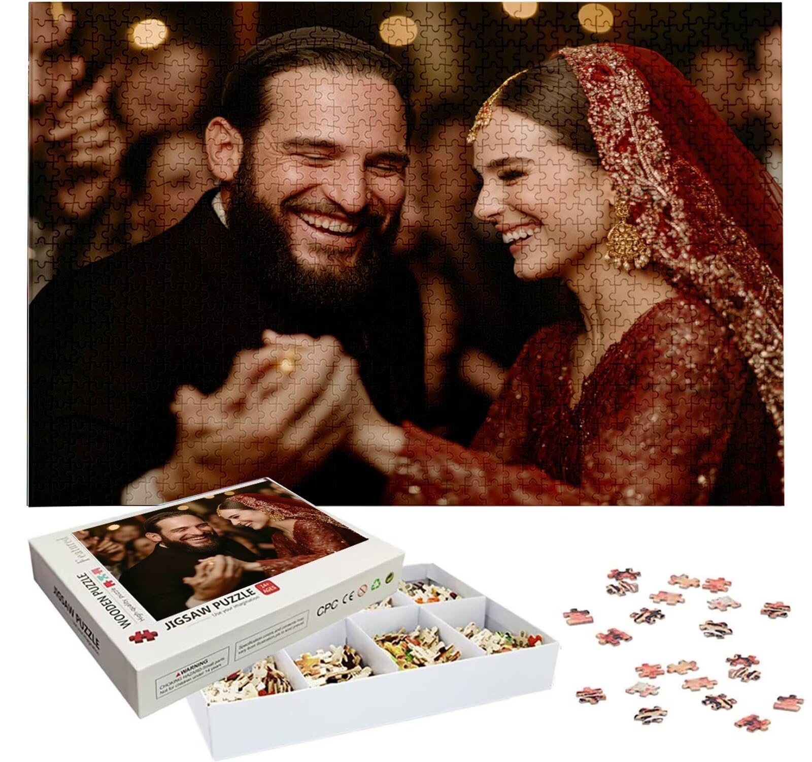 Puzzle Personalizado con Foto, Personalizada Rompecabezas Personalizado Diseña tu Logo Foto o Texto, Personalizado Navidad Halloween San Valentín Parejas Niños Familia Amigos h-3389
