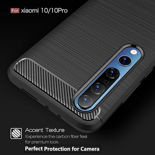 Miniatura 5 de Funda compatible con Xiaomi Mi 10, compatible con Xiaomi Mi 10 Pro, diseño de textura de fibra de carbono, funda de absorción de golpes antiarañazos