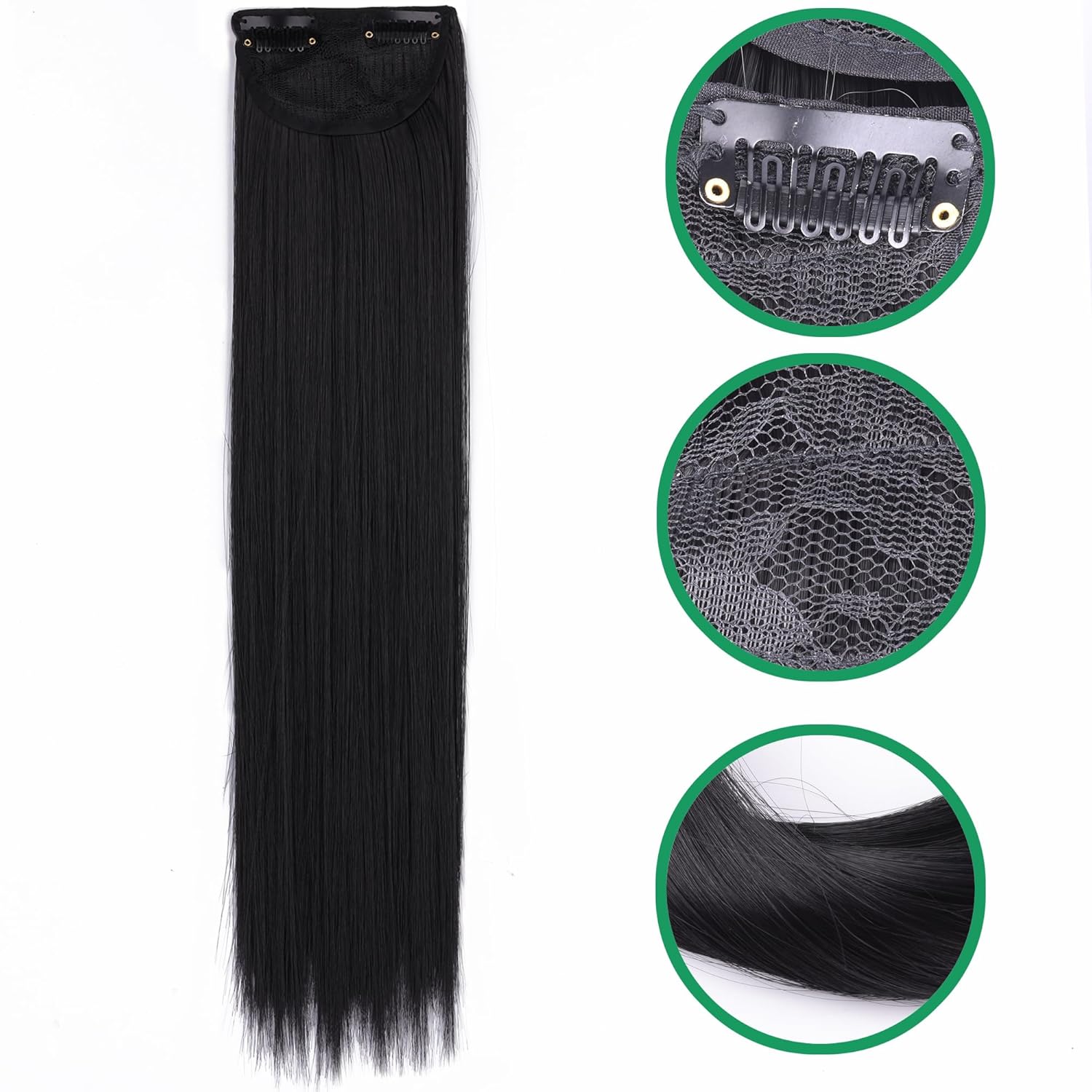 Clip in Hair Extensions Soft Long Hair 12 inch 1B Natural 3 Pcs Black Hair Extensions Clip ins for Women by FANXITON
