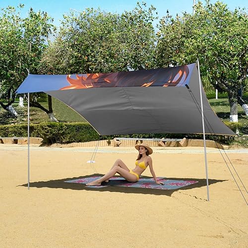 Miniatura 6 de Curious Boy - Tienda de campaña y toldo UPF50+ de fácil instalación con postes resistentes, sacos de arena y pala para viajes de campamento, pesca,