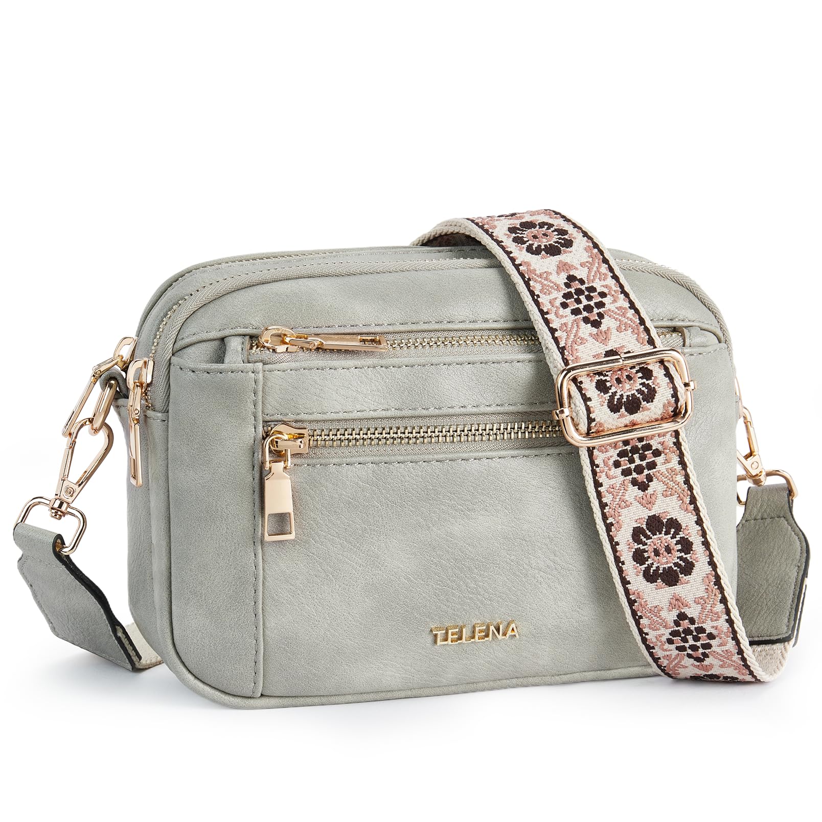 TelenaSmall Crossbody Bags For Women Vegan Leather Crossbody Purse With Adjustable Wide Strap For Daily Life