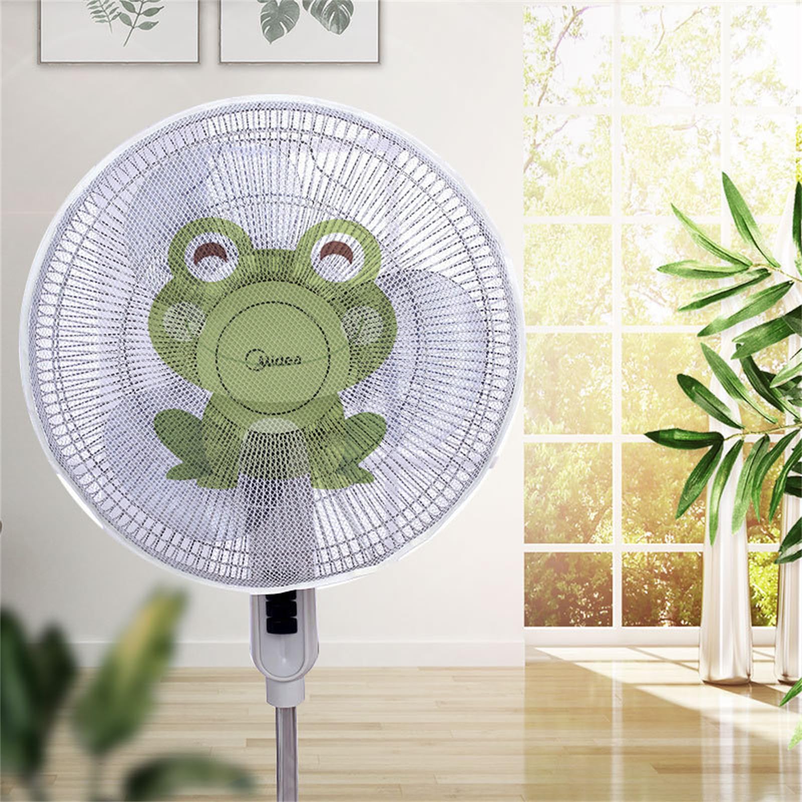 Treer 2 Pieces Fan Safety Protection Cover, Anti-Pinch Hand Electric Fan Dust Cover, Kid Baby Finger Protector, Round Protector Fan Mesh Nets Covers Dustproof Net Mesh (40-50cm,Green Frog)