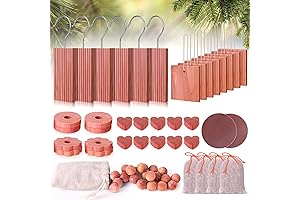 Cedar Blocks, 56-Piece Cedar Plank Storage Set with Hooks, Rings, Balls and Scented Sachets