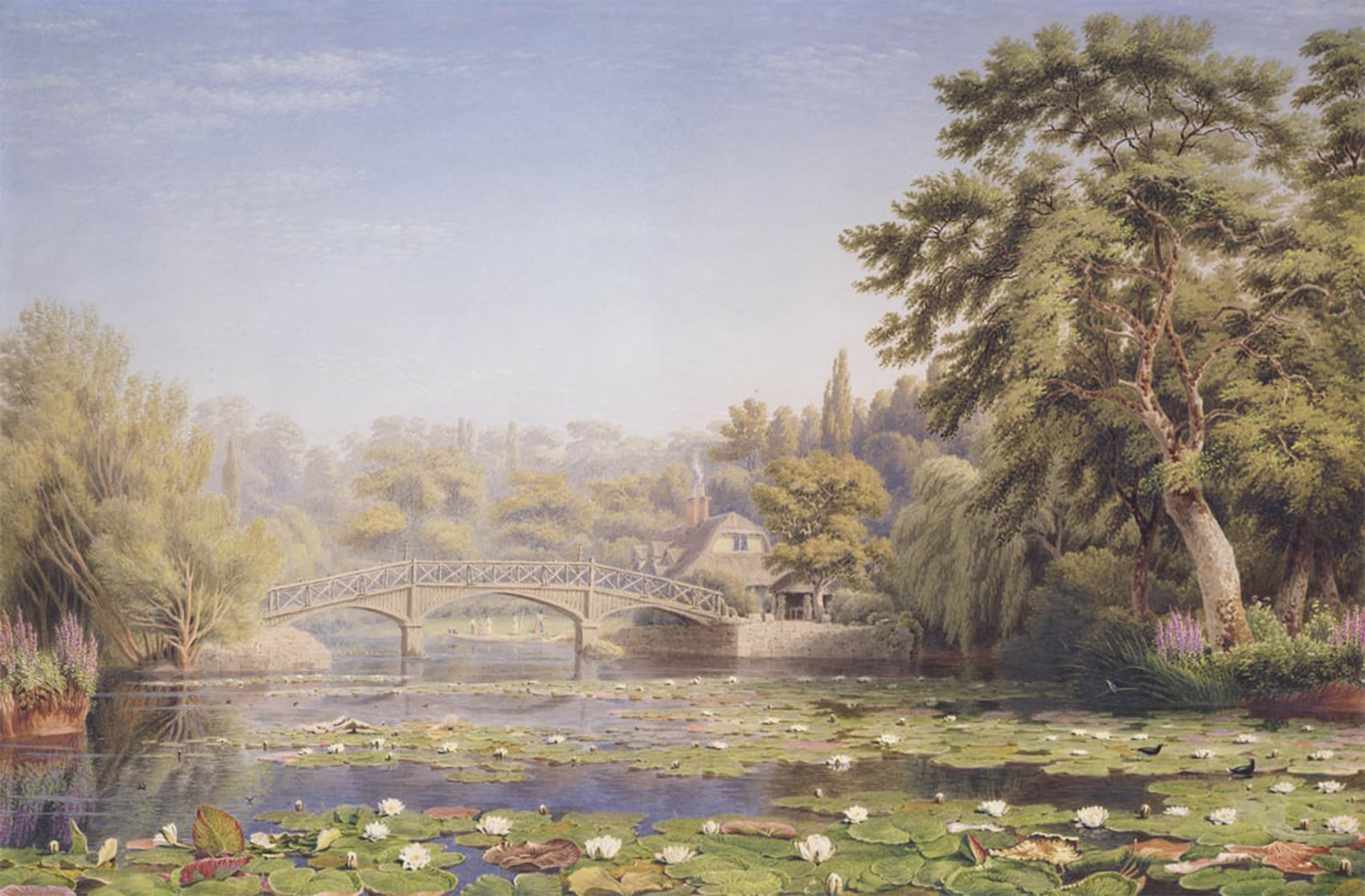 RZHRHJES Abstract Painting Poster Art Print Canvas Print Poster Nuneham Courtenay Rustic Bridge and Cottage Near Abingdon by Mallord William Turner Landscape Canvas Painting for Home Decor 60x90cm