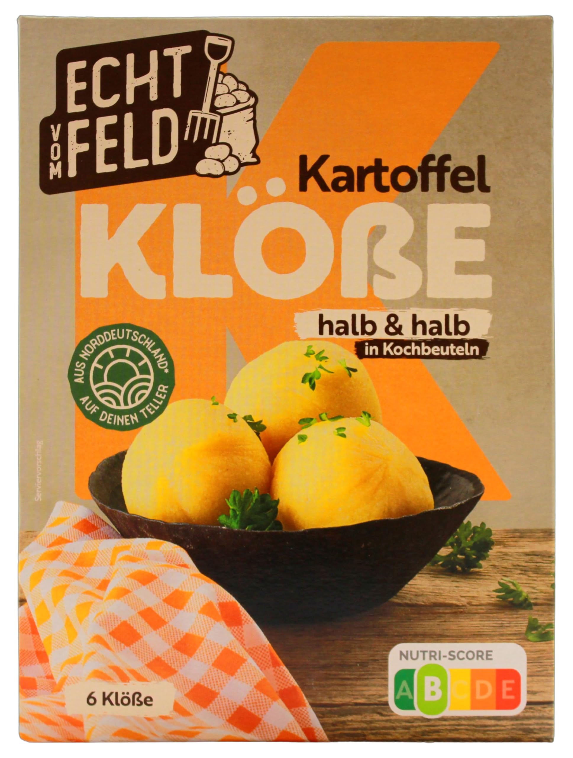Echt vom Feld Kartoffel-Klöße halb & halb in Kochbeuteln, 7er Pack (7 x 200g)