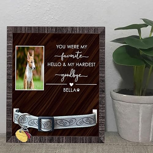Miniatura 3 de Marco de madera conmemorativo personalizado con soporte para collar, marco de fotos conmemorativo para la pérdida de mascotas, marco de collar de