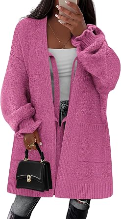 COCCKO Womens 2025 Long Sleeve Cardigan Sweaters Open Front Bow Tie Up Cardigan with Pockets