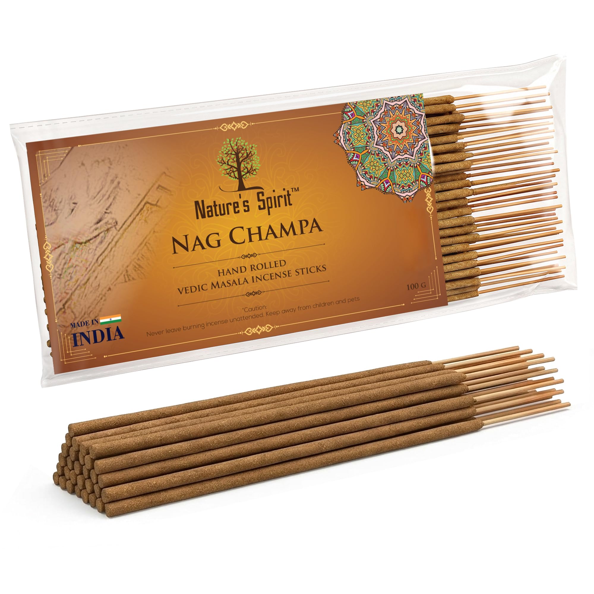 Vedic Masala Hand Rolled Incense Sticks 100g Pack Traditional Indian Joss Sticks Long Burning Natural Aromatherapy Incense for Meditation Yoga Relaxation Spiritual (Nag Champa) โ image 1