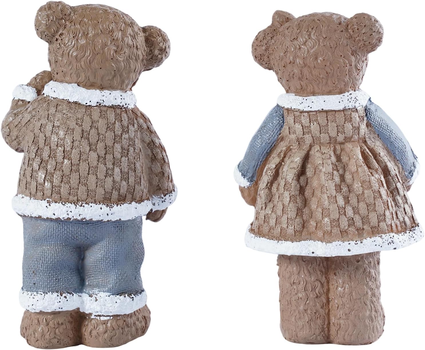 Valentines Day Bear Figurines Set of 2 Small Teddy Bear Decor Cute Resin Mini Bears Statue with Knitted Texture for Home Office Desktop Valentine Giftsfor Her Him Couples