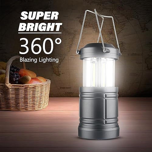 Miniatura 4 de Linterna LED de campamento para cortes de energía, funciona con pilas, faroles de emergencia para huracanes, uso al aire libre, paquete de 4